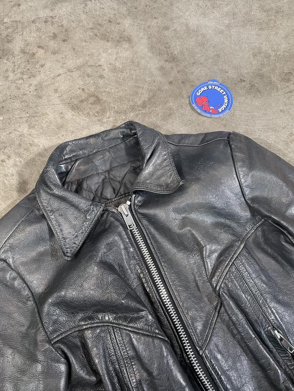 Vintage 80s Black Steer Brand Leather Concho Jacket